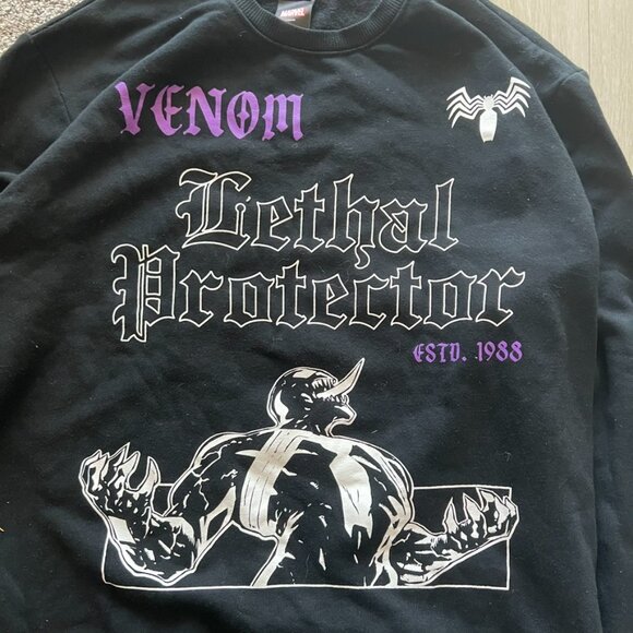 marvel venom lethal protector Sweater Men’s Medium AOP Black - Picture 2 of 7